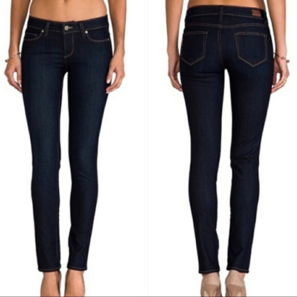Paige Mid Rise Dark Wash Skinny Jeans